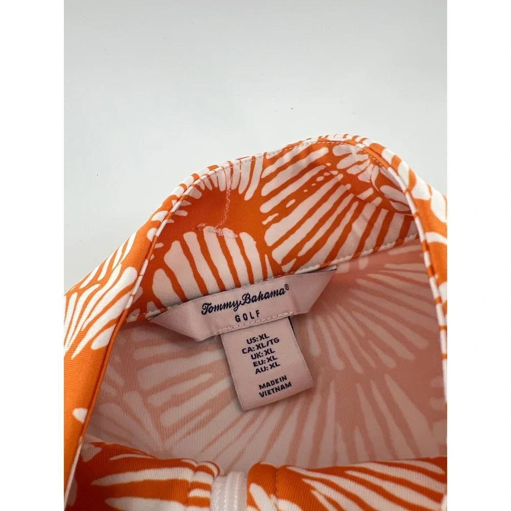 Tommy Bahama Golf Tennis Full Zip Jacket Orange White Shell Print Womens Active